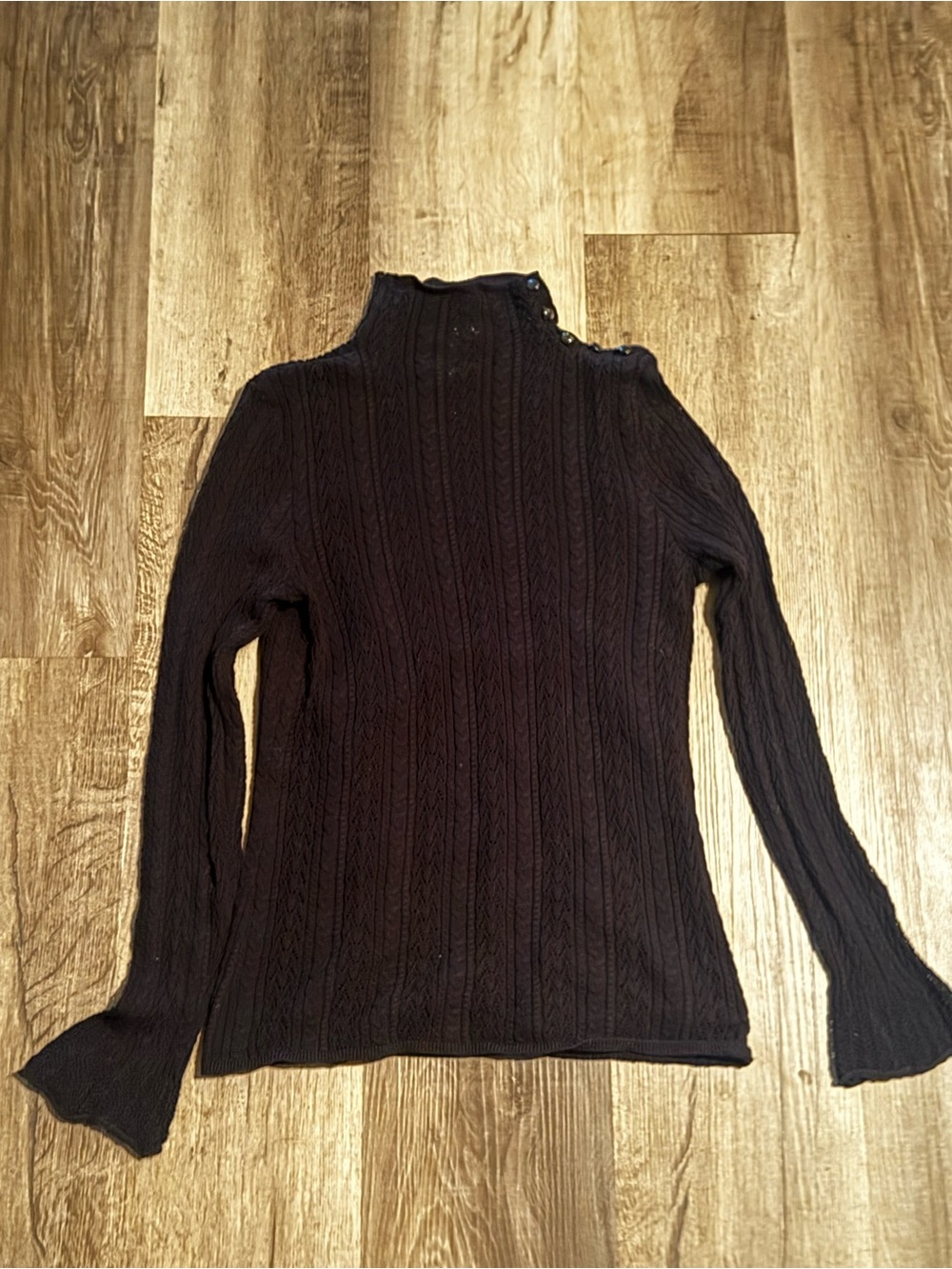 Ralph Lauren Black Cable-Knit Cold-Shoulder Sweater